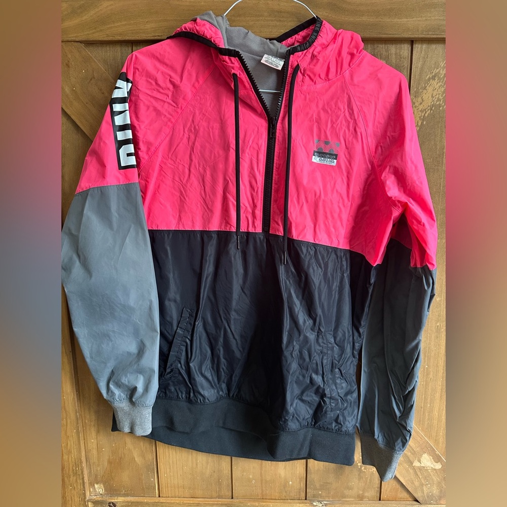 Pink and Black Windbreaker Jacket